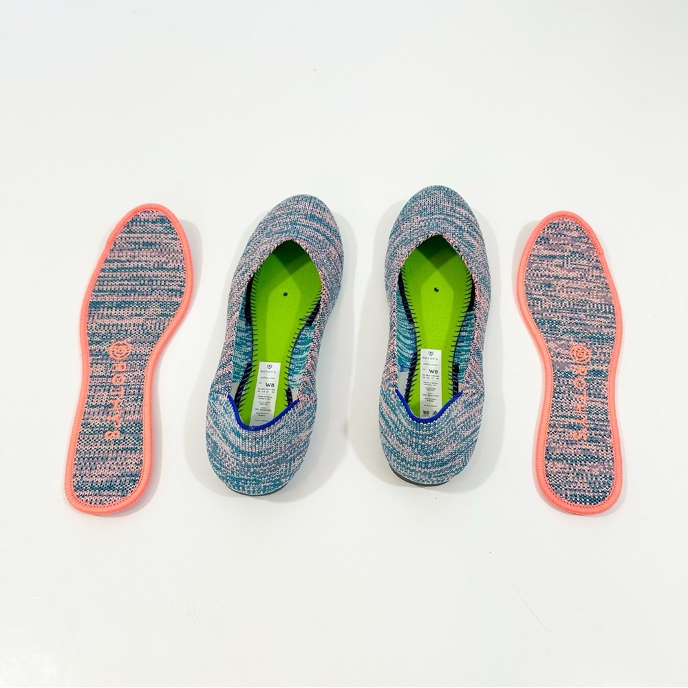 Rothy’s Retired The Round Toe Slip On Flats Turquoise Melange Sz 8 - Picture 7 of 10
